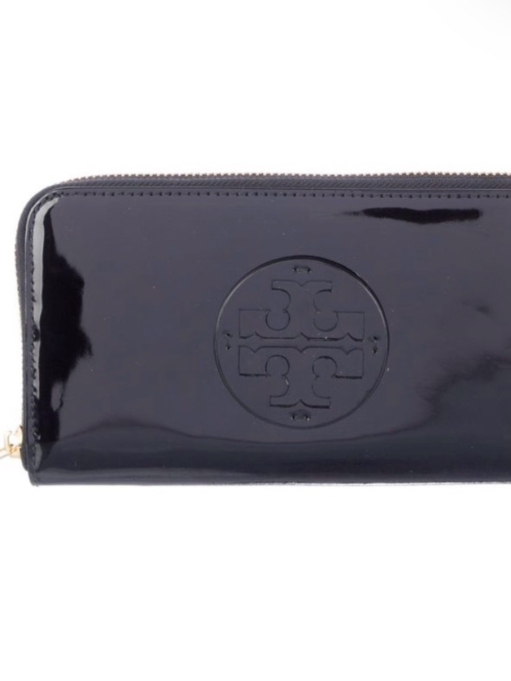 Tory Burch Black Patent Leather Zip-Around Wallet - Picture 5 of 6